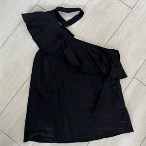 L'Academie Black One-Shoulder Dress